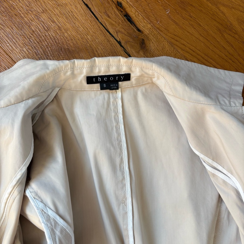 Theory Daye Tan Double Breasted Trench Coat Size Small - Picture 9 of 10